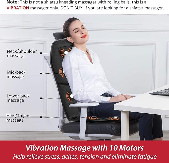 COMFIER Back Neck Massager Bundle Shiatsu Neck and Shoulder Massager with Heat 3D Kneading Massagers for Back and Neck 10 Vibration Motors Seat Warmer Massage Chair Pad for Back Ideal Gifts for Wome