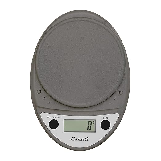 Escali Primo Digital Food Scale Multi-Functional Kitchen Scale and Baking Scale for Precise Weight Measuring and Portion Control 8.5 x 6 x 1.5 inches Metallic