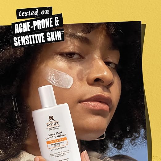 Kiehl's Super Fluid UV Defense Daily Facial Sunscreen SPF 50+ Lightweight Matte Finish Protects Against UVA/UVB Rays &amp Pollution Vitamin E &amp Baicalin Non-comedogenic Paraben-free Fragran