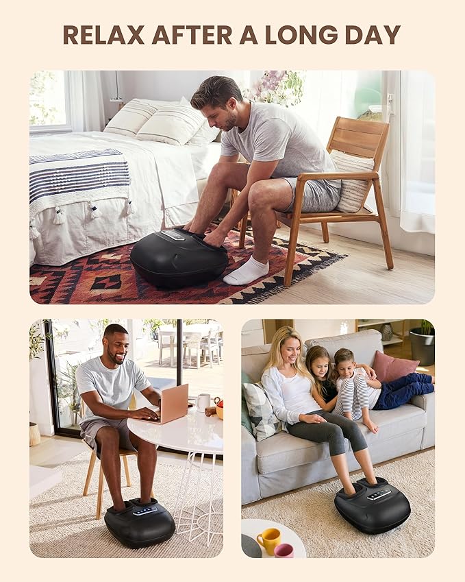CILI Foot Massager with HeatHeated Feet Massager for Plantar Fasciitis &amp Neuropathy Pain Relief Deep Kneading Vibration Compression