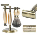FREED Bronze Series Custom Laser-Engraved Double-Edged Safety Razor Aluminum Alloy Material Includes 120 Bladesit's the best gift for menfathers or birthdays (Bronze Gold)