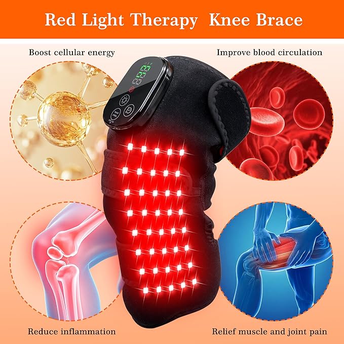 2PCS Knee Massager with Heat and Red Light Therapy 660nm&amp850nm Red Light Therapy Heated Device for Knee Elbow Shoulder Pain Relief Knee Brace for Women Grandma &amp Grandpa