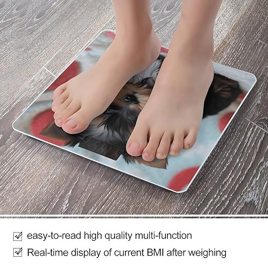 Yorkie Puppy Weight Scale for Body Weight Digital Bathroom Scale High Capacity Accurate Digital Weighing Scales and Easy-to-Read on Backlit LCD Display Scales
