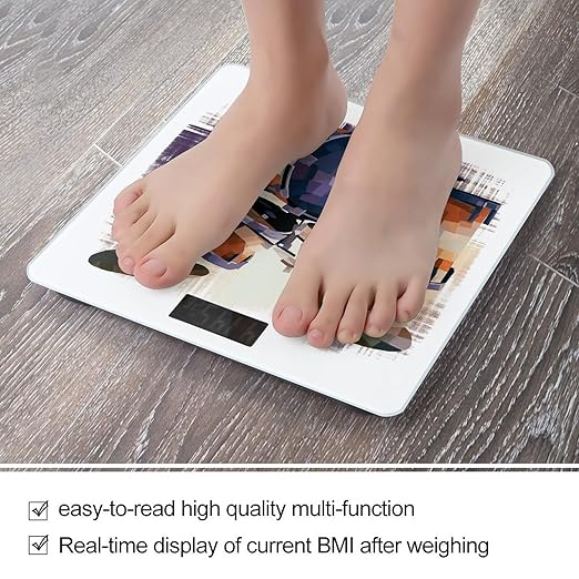 Jazz Drum Bathroom Scale Large LCD Backlight Display Digital Scale Rounded Corners Body Scales Automatic Power On/Off Bathroom Scales for Home Bedrooms