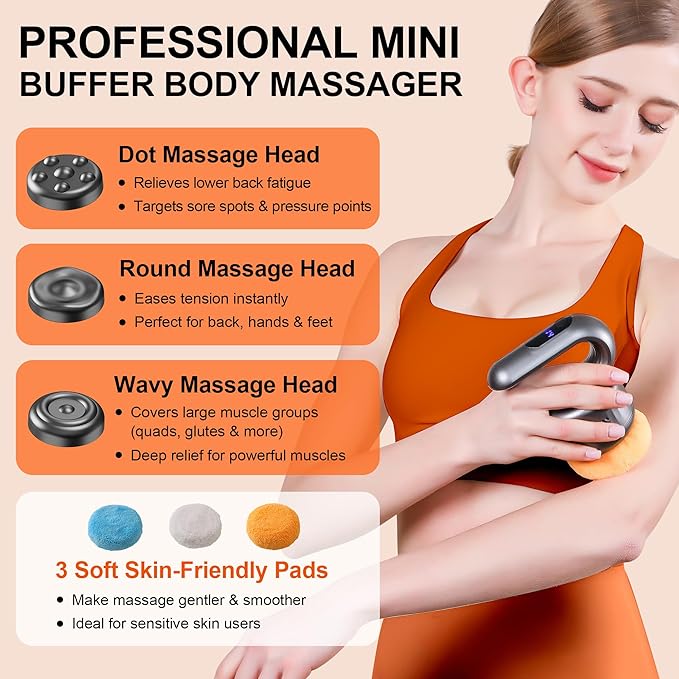Massage Gun -Handheld Muscle Massager Tools Back and Neck Massager for Pain Relief Deep Tissue 5 Speeds &amp 3 Massage Heads - Gifts for Women Father Mother FriendsSisters