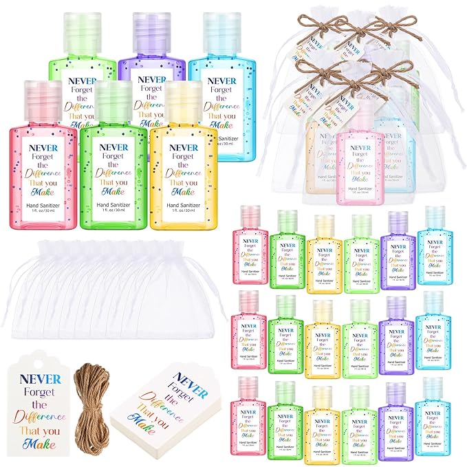 Frienda 24 Sets Inspiring Hand Sanitizer Gift Set Travel Size Hand Sanitizers Gel Gift Bulk Mini for Men Women Nurse Employee Coworker Staff Nursing Teacher Motivational Gifts