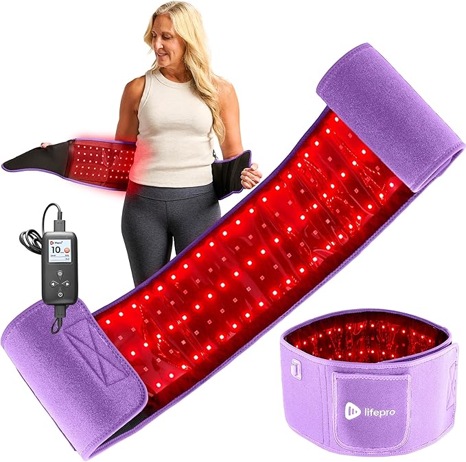Lifepro Red Light Therapy Belt – Infrared Red Light Therapy for Body Back Pain and Shoulder - 660nm &amp 850nm Near Infrared Heating Pad – Adjustable &amp Portable for Wellness &amp Relaxation