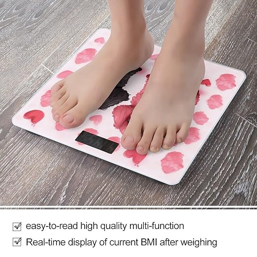 Pink Poodles DogsScale for Body Weight with LCD High Precision Weighing Scales Fashion Sturdy Tempered Glass Weight Scales Easy-to-Read Digital Bathroom Scale for Daily 400lb