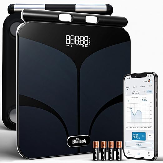 Smart Digital Body Bathroom Scale – 29 Health Body Metrics – for Advanced Fitness Enthusiasts – Durable Tempered Glass – 8 Electrodes Sensors – Smartphone App Support Bluetooth Connection