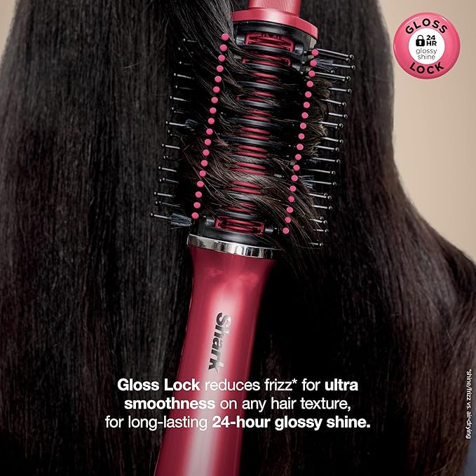 Shark Glossi 2-in-1 Hot Tool and Air Glosser | Ultra-Fast Ultra-Glossy Blowouts at-Home | Heat-Controlled Ceramic Curly Coily and Color Friendly | Raspberry | HT302BP
