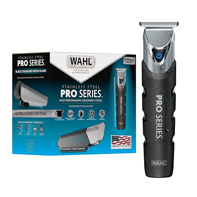 Wahl USA Pro Series Forever BladeTM Stainless Steel Cordless Rechargeable Beard Trimmer for Men with No Slip Grip &amp USB Charge – Model 3026017