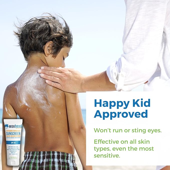 Waxhead Zinc Sunscreen for Face Mineral Sunscreen Kids Sunblock Reef Safe Non-Nano for Body