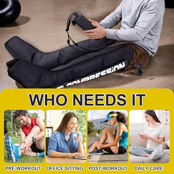 Air Compression Therapy System Leg Massager for Pain and Circulation Full Leg Recovery Boots Cordless Air Compression Boots Fast Recovery Therapy for Athletes M
