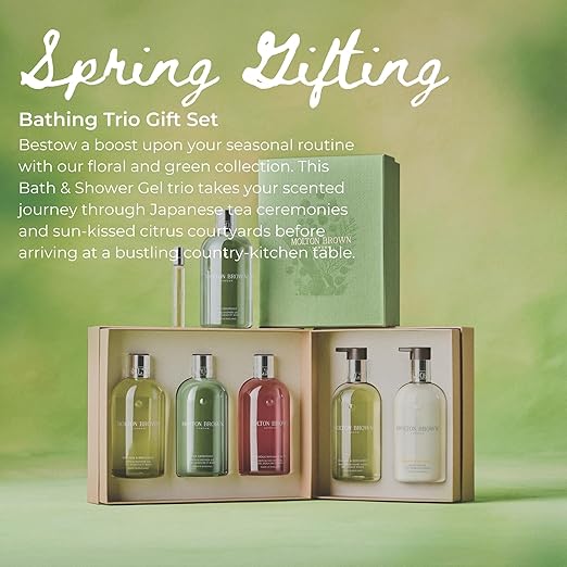 Molton Brown Floral &amp Green Body Wash Gift Set for Women - Trio of 10 fl. oz. Bath &amp Shower Gel Luxury Scented Body Care Beauty Set Mothers Day