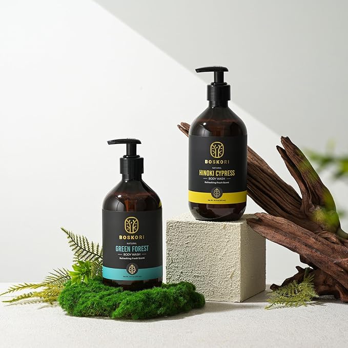 Men’s Hinoki Cypress Body Wash with Pure Hinoki Essential Oil Gentle Non-Drying Cleanser with Japanese Sake &amp Botanicals No Harsh Sulfates No Synthetic Fragrance Made in Taiwan 16 fl oz