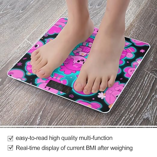 Cartoon Print Weight Scale Large Digital Bathroom Scales with Bright LED Display Non Slip Digital Scale and Step On Fashion Weighing Machine for Body