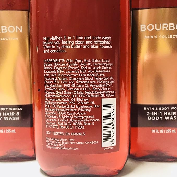3 Bourbon For Men 3 in 1 Hair Face bath Body Wash Shower Gel 10 oz