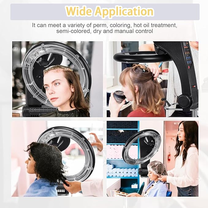 3-in-1 Orbital Hair DryerProfessional Salon Standing Hair Dryerwith TowelUniform Temperature ControlUniversal Pulley BaseTelescopic Rod DesignProfessional Orbiting Infrared Hair Dryer
