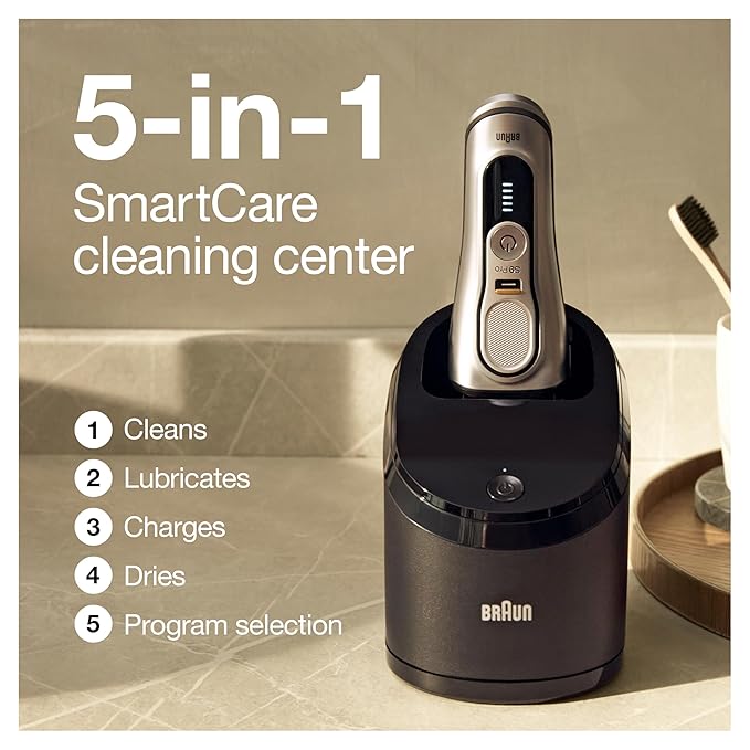 Braun Series 9 Pro 9487cc Electric Razor for Men Wet &amp Dry Rechargeable Electric Shaver with Clean &amp Charge Station and ProCare Attachment Holiday Gifts for Men