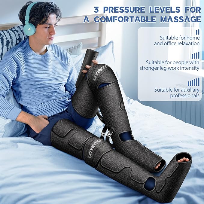 Air Compression Leg Massager with Heat - Ideal Christmas Mother's Day and Father's Day Gifts for Men Women Dad Mom - Relieves Foot and Knee Pain Eases Varicose Veins Cramps Swelling and Edema