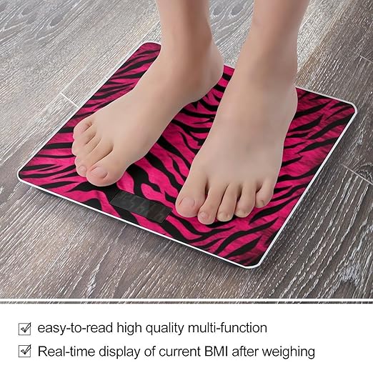 Zebra Tiger Leopard Pink Smart Scale for Body Weight Accurate Bathroom Scale with LED Display Digital Weight Scales Weighing Machine High Precision Scales for Bath Home