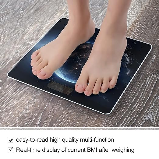 Earth and Moon Digital Bathroom Scale for Body Weight Weighing Scale with Backlit LCD Display High Precision Measurements &amp Measures Weight Up to 180kg