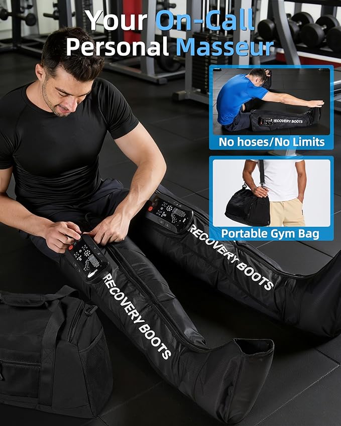 Leg Massager with Heat and Compression: Cordless Recovery System for Improved Circulation Professional Foot Massage Boots with 5 Massage Areas 8 Intensities(Only Single Leg)-Medium