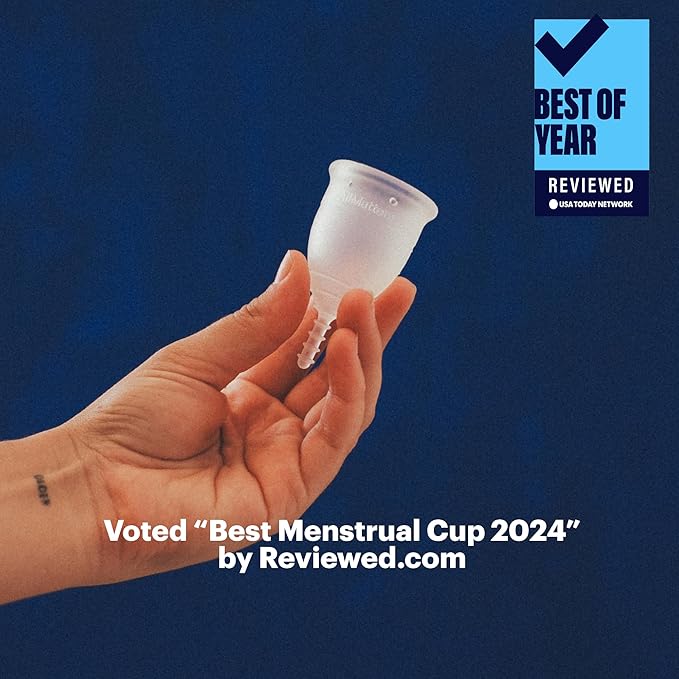 Menstrual Cup by AllMatters - Size A - Superior to Pads &amp Tampons - Voted Best Menstrual Cup by Reviewed - Made in Germany - Soft and Flexible