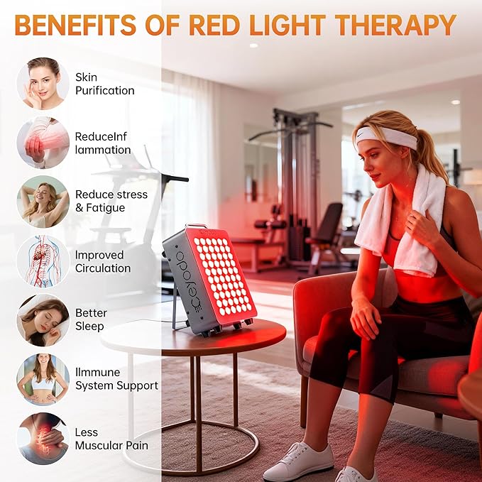 Red Light Therapy for Body 4 Chip LED Light Therapy Panel with Near-Infrared Light 630nm 660nm 850nm 940nm 138W High Power 60 LED Red Infrared Light Device Includes Hanging Kit &amp HandleGrey