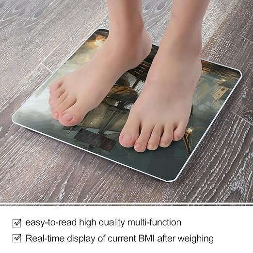 Digital Bathroom Scale for Body Weight Scale with Bright LCD Display High Accuracy Step-On Technology Auto On/Off Cool Pirate Ship Digital Scales 400 Lbs /180kg
