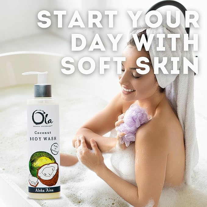 OLA TROPICAL APOTHECARY Coconut Body Wash with Pure Tropical Oils and Plant Extracts - 8 fl oz