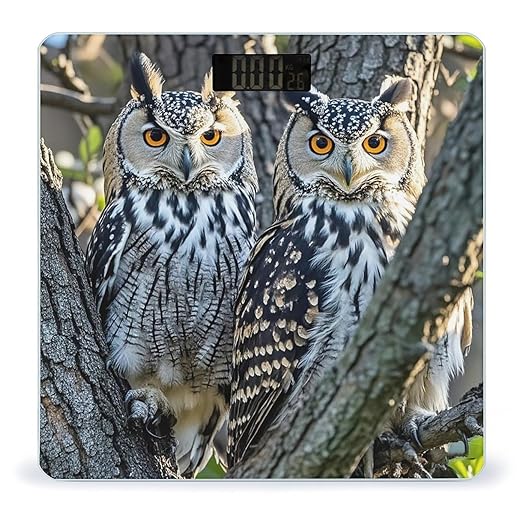 Wild Owl Birds Scale for Body Weight Digital Bathroom Scale Toughened Glass High Precision Scales for Body Weight with Large LCD Backlight Display Weight Scales