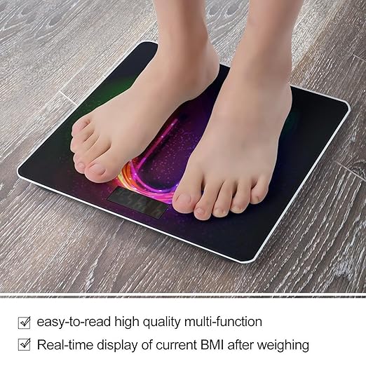 Rainbow NeonScale for Body Weight with LCD High Precision Weighing Scales Fashion Sturdy Tempered Glass Weight Scales Easy-to-Read Digital Bathroom Scale for Daily 400lb