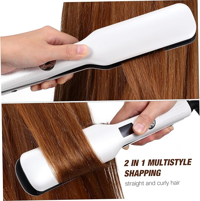 Baluue Ceramic Hair Straightener and Curler Flat Iron for Women US Plug Even Heating PTC Plates Temperature Suitable for All Hair Types Durable Lifespan Sleek White Design