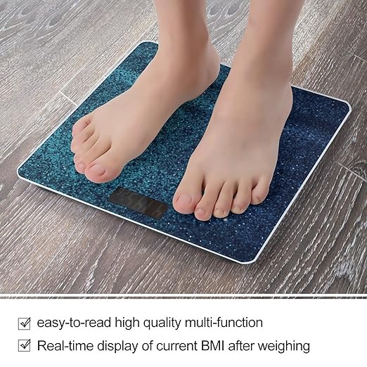 Teal Glitter Smart Scale for Body Weight Accurate Bathroom Scale with LED Display Digital Weight Scales Weighing Machine High Precision Scales for Bath Home