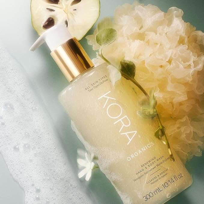 KORA Organics Renewing Hand &amp Body Wash Cleansing Handwash &amp Moisturizing Body Wash for Men and Women Certified Organic Cruelty Free 10.14 oz
