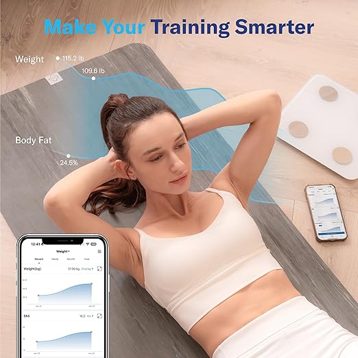 Alcedo Smart Body Fat Scale Digital Scale with BMI Fat Percentage Muscle Mass Color-Changing with Weight Variation 400 lb Bluetooth