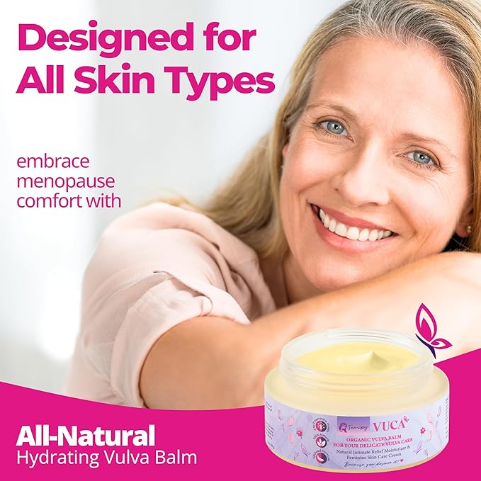 Vulva Balm (Rose &amp Menthol 2oz) – All-in-One Organic Vaginal Moisturizer with 11 Botanicals – Hormone-Free &amp Incontinence Care Cream for Sensitive Skin – Soothes Redness Dryness &amp Irrita
