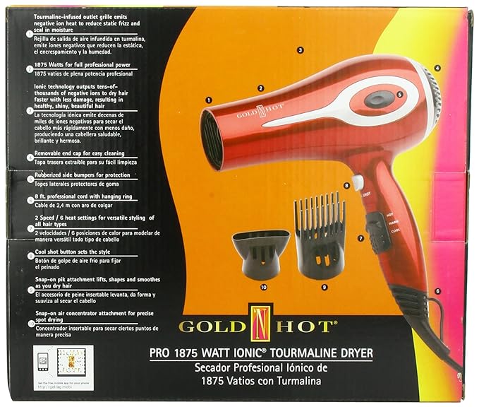 Gold 'N Hot 1875-Watt Professional Ionic Tourmaline Dryer