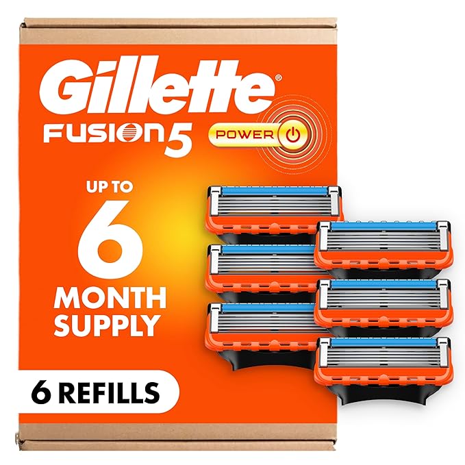 Gillette Fusion5 Power 5-Blade Razor Refills for Men with Precision Trimmer 6 Count