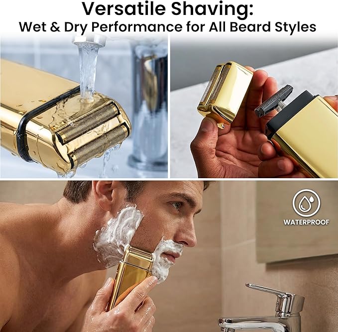 3 Pack Shaver Replacement Foil Compatible with Babyl*ss FXFS2G/FXFS2 Shaver Foil Replacement for Superior Shaving (Gold)