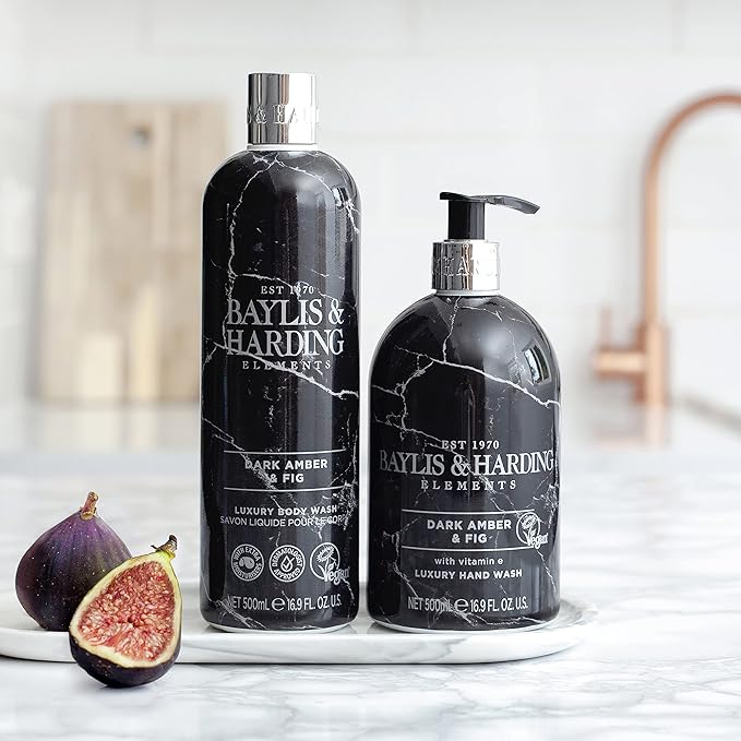 Baylis &amp Harding Liquid Body Wash Soap Elements Dark Amber &amp Fig 16.9oz/500ml (4-Pack)