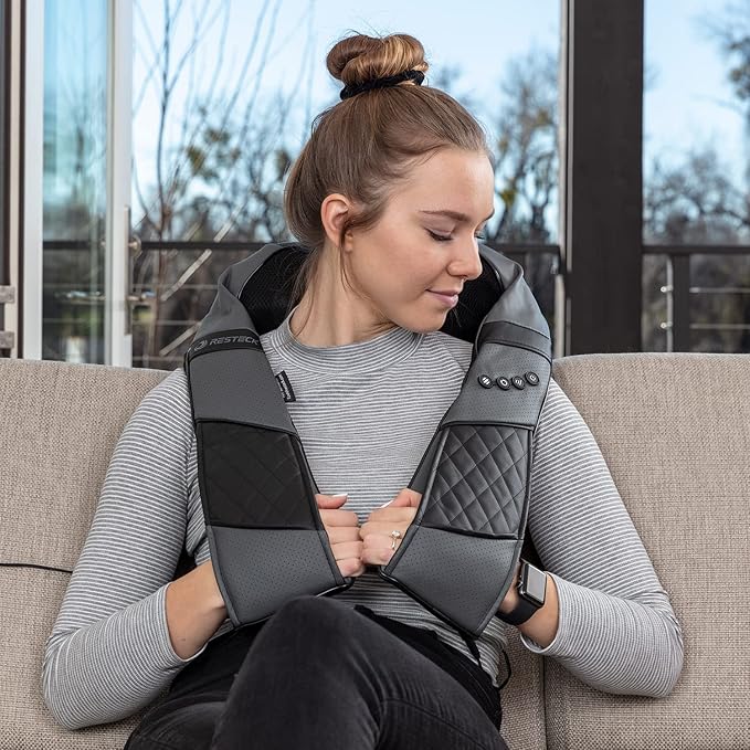 RESTECK Massagers for Neck and Back with Heat - Deep Tissue 3D Kneading Pillow Electric Shiatsu Shoulder Massage Foot LegsBody - Relieve Muscle Pain - Office Home &amp Car
