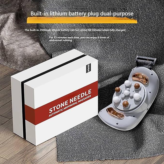 Automatic Abdominal Massager Electric Stomach Massager Dual-use for Waist and Abdomen 5 Modes 3 Adjustable Vibration Intensities for Home/Dysmenorrhea/Abdominal Pain