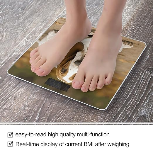Basset Hound Scale for Body Weight High Precision Digital Weight Scales with LCD Display Anti-Slip Sturdy Slim Tempered Glass Bathroom Scale for Home Use