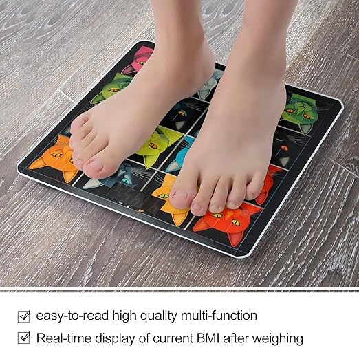 Cat Collage Pictures Scale for Body Weight Precision Bathroom Weighing Scales with Back Lit LCD Display Sturdy Tempered Glass Body Weight Scales Digital Bathroom Scale 400lb
