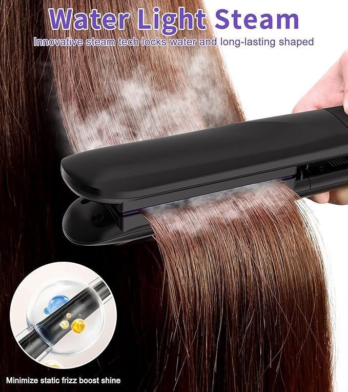 Steam Straighteners for Hair Professional Salon Titanium Vapor Straightening Irons High-end Salon Water Light Steam Flat Iron | 24 Hour Anti-frizz | Make Hair Smooth and Adds Shine