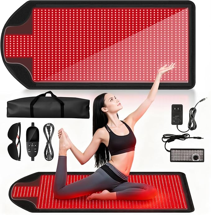 Full-Size LED Light Pad 1370 LEDs 74.8 × 33.5 in Dual 660nm Red &amp 850nm Infrared for Home Relaxation