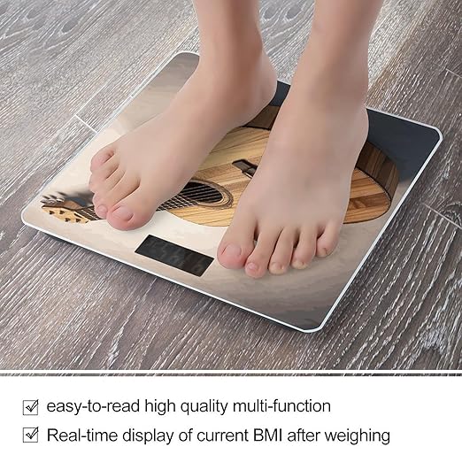 Guitar Wooden Bathroom ScaleHighly Accurate Digital Weighing Machine for People Bright LED Display Weight Scale for The Aldult Home Use