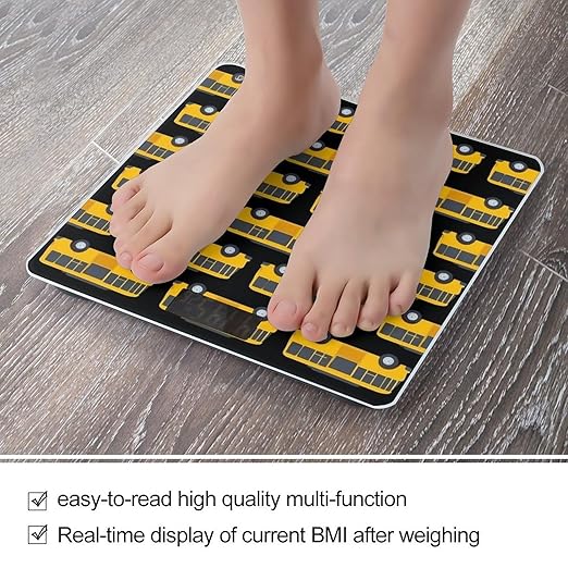Men's Smart Scale for Body Weight Digital Bathroom Weighing Scale Automatic Switch Energy Saving Scale Black Yellow School Bus